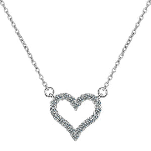 Heart-Shaped Silver CZ Necklace Pendant Gift Jewelry