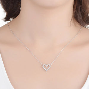 Heart-Shaped Silver CZ Necklace Pendant Gift Jewelry