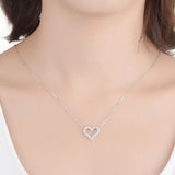 Heart-Shaped Silver CZ Necklace Pendant Gift Jewelry