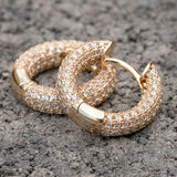Small Hoop Earrings with CZ Stones for Women