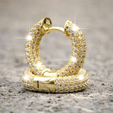 Small Hoop Earrings with CZ Stones for Women