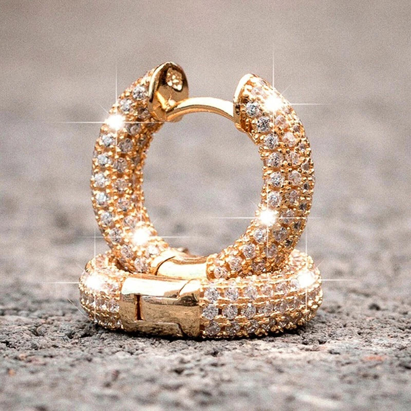 Small Hoop Earrings with CZ Stones for Women