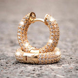 Small Hoop Earrings with CZ Stones for Women