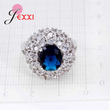 925 Silver CZ Crystal Women Wedding Engagement Ring Vintage Jewelry