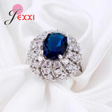 925 Silver CZ Crystal Women Wedding Engagement Ring Vintage Jewelry