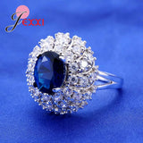 925 Silver CZ Crystal Women Wedding Engagement Ring Vintage Jewelry