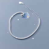 925 Silver Bracelet with CZ Charms Bangle for Wedding