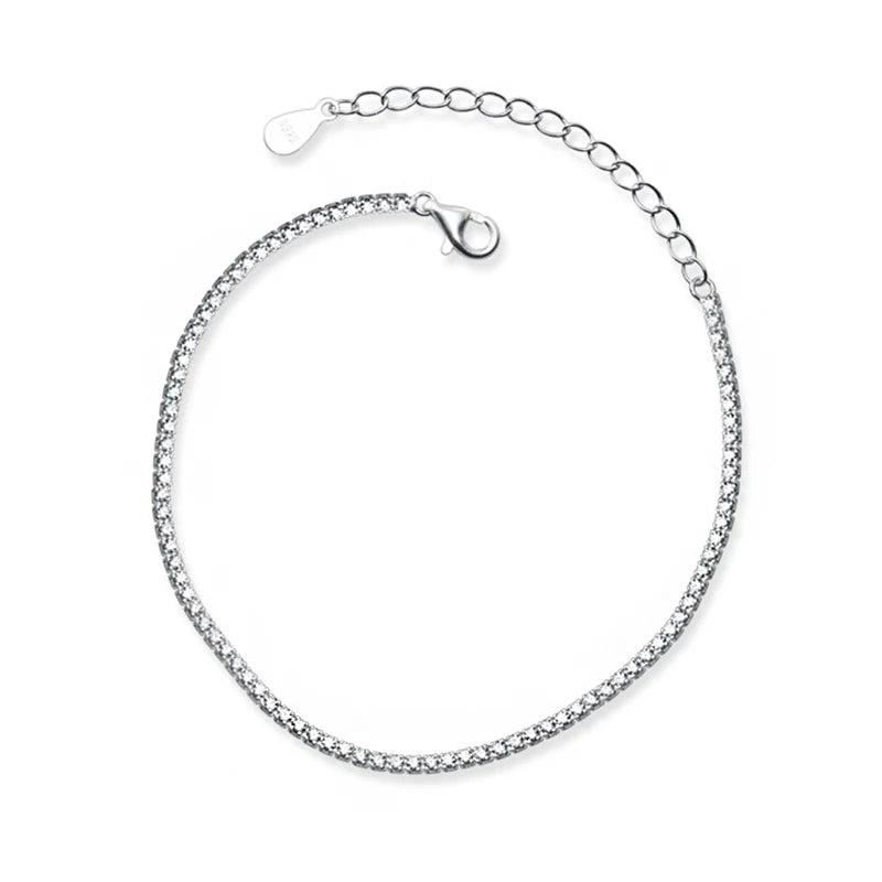 925 Silver Bracelet with CZ Charms Bangle for Wedding