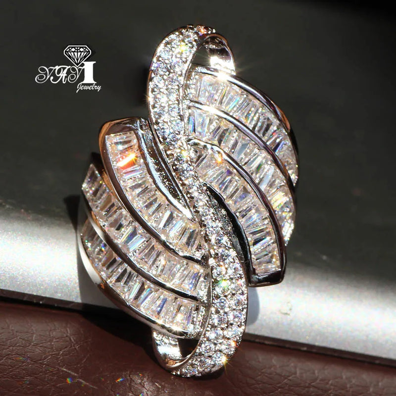 Princess Cut Zircon Silver Engagement Wedding Party Ring