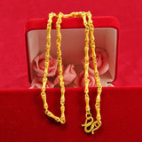 Yellow Beads Necklace for Men Wedding Fine Jewelry 999 Sand Wheat Chain