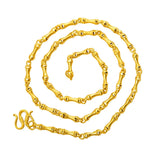 Yellow Beads Necklace for Men Wedding Fine Jewelry 999 Sand Wheat Chain