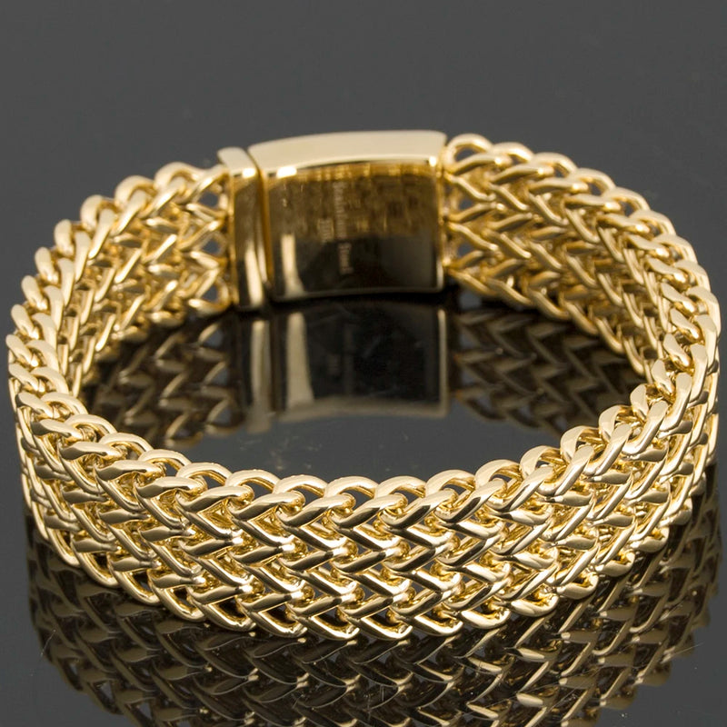 Yellow Bracelet For Men 18MM Wide Stainless Steel Bracelet