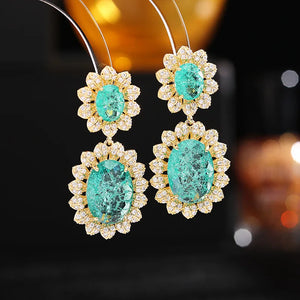 Yellow Plated Double Tourmaline Gemstone Drop Earring