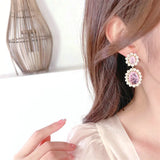 Yellow Plated Double Tourmaline Gemstone Drop Earring