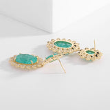Yellow Plated Double Tourmaline Gemstone Drop Earring