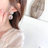 Yellow Plated Double Tourmaline Gemstone Drop Earring