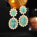 Yellow Plated Double Tourmaline Gemstone Drop Earring