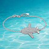 Zircon 925 Silver Airplane Bracelet Charm Jewelry