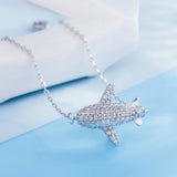 Zircon 925 Silver Airplane Bracelet Charm Jewelry