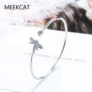 Zircon 925 Silver Dragonfly Butterfly Adjustable Bracelet Bangle