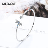 Zircon 925 Silver Dragonfly Butterfly Adjustable Bracelet Bangle