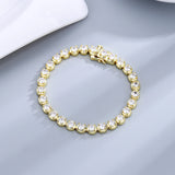 Zircon Bracelet Single Row 4mm Round Full Diamond Tennis Bracelet