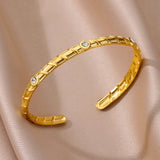 Zircon Bracelets for Women Stainless Steel Wedding Band Jewelry