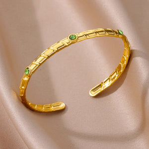 Zircon Bracelets for Women Stainless Steel Wedding Band Jewelry