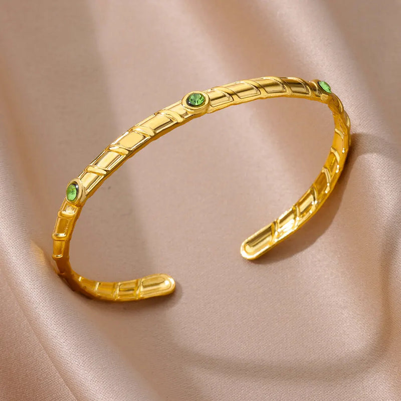 Zircon Bracelets for Women Stainless Steel Wedding Band Jewelry