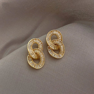 Zircon Circle Clasp Pendant Earrings For Woman