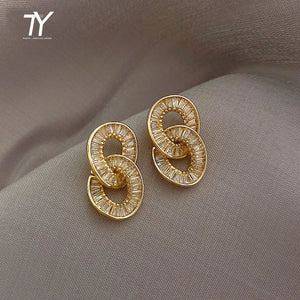 Zircon Circle Clasp Pendant Earrings For Woman