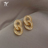 Zircon Circle Clasp Pendant Earrings For Woman