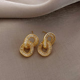 Zircon Circle Clasp Pendant Earrings For Woman