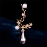Zircon Corsage Orchid Rose Brooches Leaf Vase Fish Bowknot