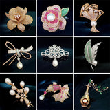 Zircon Corsage Orchid Rose Brooches Leaf Vase Fish Bowknot