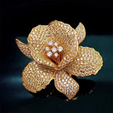 Zircon Corsage Orchid Rose Brooches Leaf Vase Fish Bowknot