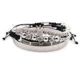 Zircon Crown Charm Bracelet 6MM Copper Beads Rope Braided for Women Men