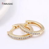 Zircon Crystal Hoop Earrings 14mm Small Round Circle Plated Earrings