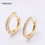 Zircon Crystal Hoop Earrings 14mm Small Round Circle Plated Earrings