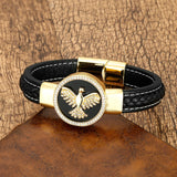 Zircon Eagle Punk Bracelets Charm Men's Leather Rope Chain Natural Stone Jewelry