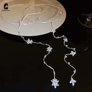 Zircon Flower Collar Torques Choker Necklace