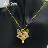 Zircon Fox Necklace 3D Colorful Animals Pendant Women Vintage Jewelry