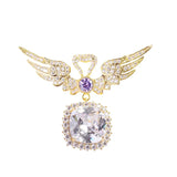 Zircon Wing Heart Drop Women Brooch Pins Gold-plated Creative Corsage Jewelry