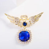 Zircon Wing Heart Drop Women Brooch Pins Gold-plated Creative Corsage Jewelry