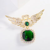 Zircon Wing Heart Drop Women Brooch Pins Gold-plated Creative Corsage Jewelry