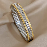 Zircon Heart Flower Bangle Bracelet Stainless Steel Women Jewelry