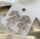 Zircon Leaf Earrings Rhinestone Wedding Party Jewelry