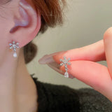 Zircon Pearl Snowflake Hoop Earrings for Women Christmas Gift Jewelry