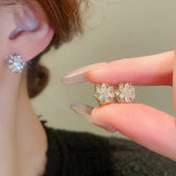 Zircon Pearl Snowflake Hoop Earrings for Women Christmas Gift Jewelry