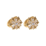 Zircon Pearl Snowflake Hoop Earrings for Women Christmas Gift Jewelry